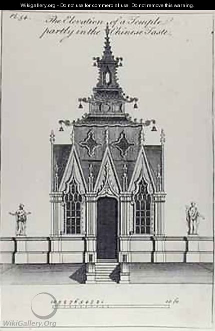 The Elevation of a temple partly in the Chinese Taste - (after) Halfpenny, William