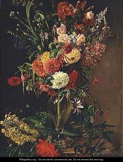 Flowers in a Glass Vase - Julie Wilhelmine Hagen-Schwarz
