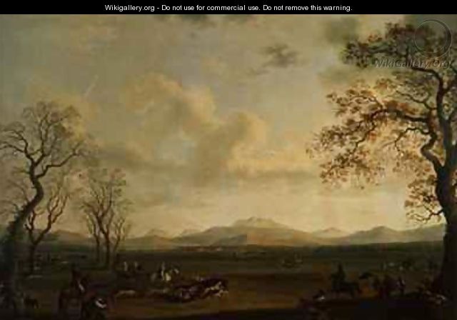Ferdinand I 1751-1825 Hunting Boar at Carditello - Jakob Philippe Hackert