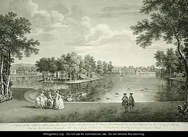View of the Lake from the Centre Walk in the garden at West Wycombe Buckinghamshire - William Hannan