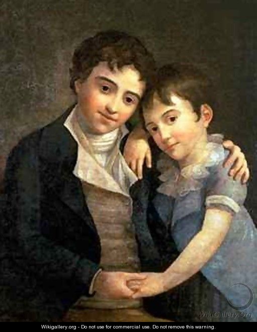 Portrait of Karl Thomas 1784-1858 and Franz Xaver 1791-1844 the two sons of Wolfgang Amadeus Mozart 1756-91 - Hans Hansen