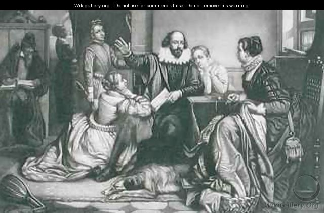 Shakespeare with his Family at Stratford Reciting the Tragedy Hamlet - Edouard Jean Conrad Hamman