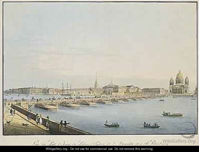 View of St Isaacs Bridge the Admiralty and the Winter Palace St Petersburg - Christian Gottlob Hammer