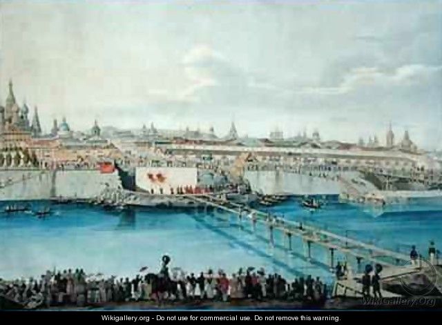 Laying of the Moskvoretsky Bridge in Moscow - Charles de Hampeln