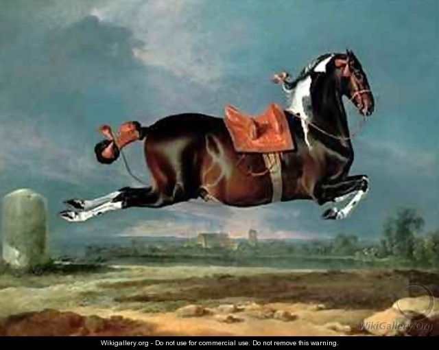 The piebald horse Cehero rearing - Johann Georg Hamilton