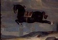 The black horse Curioso performing a Capriole - Johann Georg Hamilton