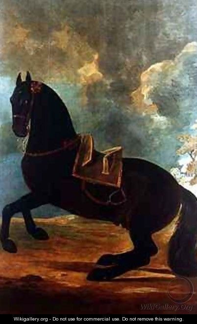 The Bay Stallion with spanish saddle - Johann Georg Hamilton