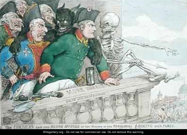 The Corsican and his Blood Hounds at the Window of the Tuilleries Looking over Paris - James Gillray