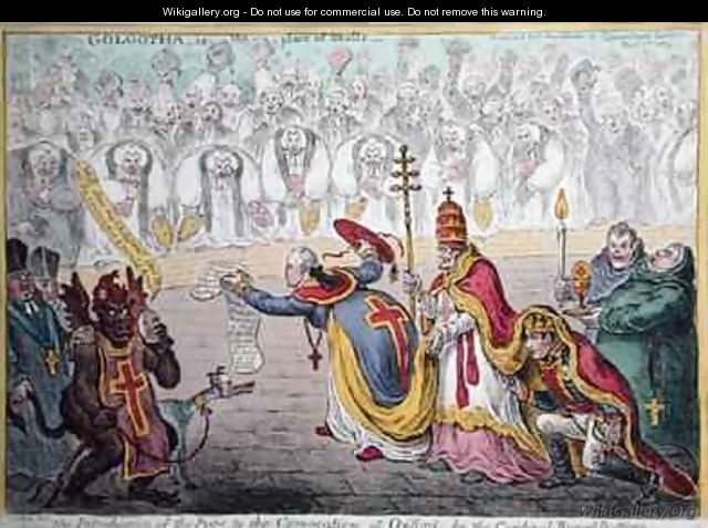 The Introduction of the Pope to the Convocation at Oxford by the cardinal Broad Bottom - James Gillray