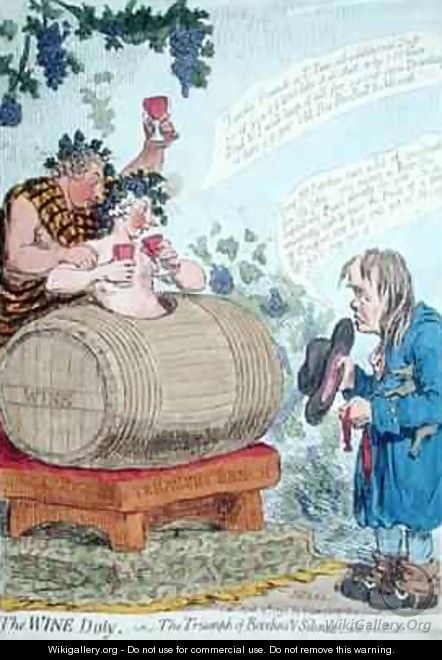 The Wine Duty or The Triumph of Bacchus and Silenus with John Bulls Remonstrance - James Gillray