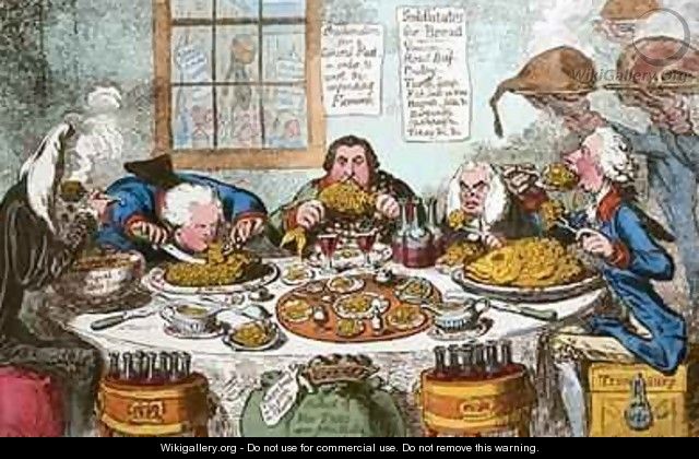 Substitutes for Bread or Right Honourables Saving the Loaves and Dividing the Fishes - James Gillray