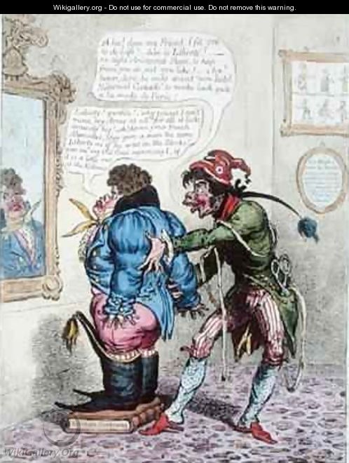 French Taylor fitting John Bull with a Jean de Bry - James Gillray