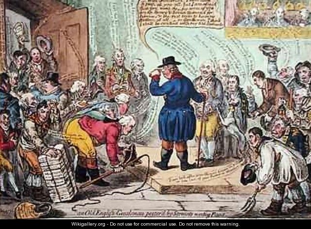 An Old English Gentleman Pesterd by Servants Wanting Places - James Gillray