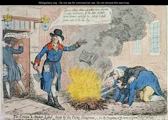 The Crown and Anchor Libel burnt by the Public Hangman - James Gillray