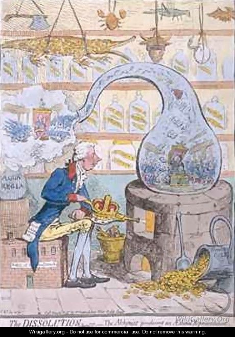 The Dissolution or the Alchymist producing an Aetherial Representation - James Gillray