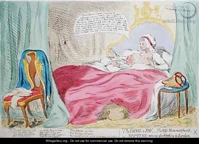 The Devil to Pay The Wife Metamorphosd or Neptune Reposing after Fording the Jordan - James Gillray