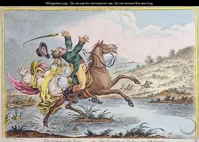The Sound of the Horn or The Danger of Riding an Old Hunter - James Gillray