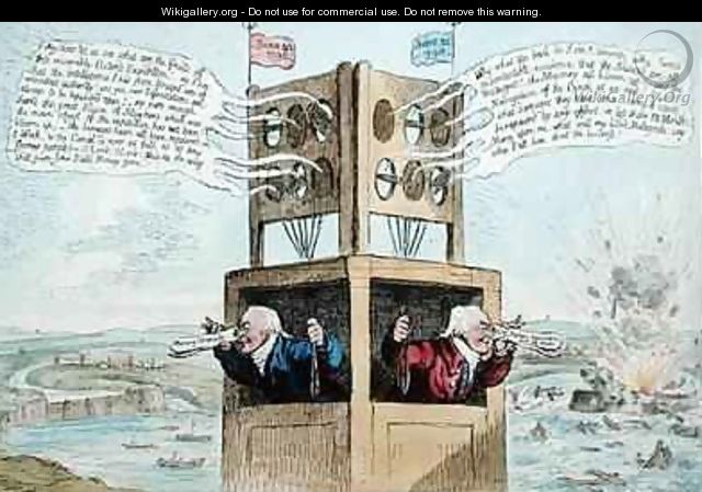Opposition Telegraphs or The little second sighted Lawyer giving a true specimen of Patriotic Information - James Gillray