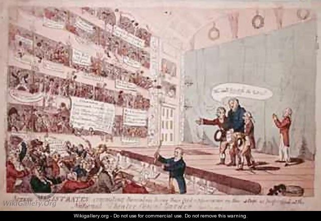 Acting Magistrates committing themselves being their first appearance as performed at the National Theatre Covent Garden - James Gillray