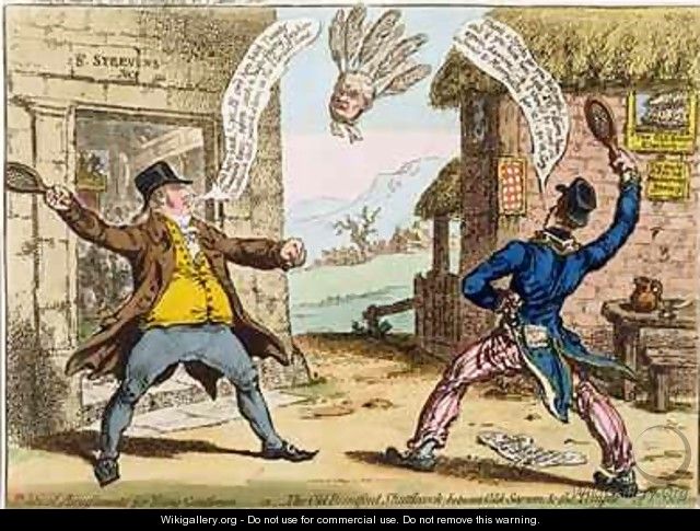 Political Amusements for Young Gentlemen or The Old Brentford Shuttlecock between Old Sarum and the Temple of St Steevens - James Gillray