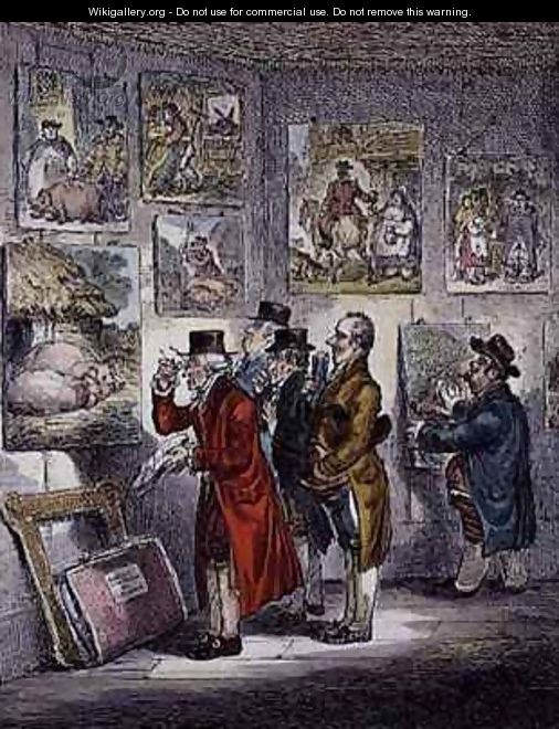 Connoisseurs Examining a Collection of George Morlands Paintings - James Gillray