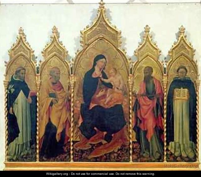 Madonna and Child with SS Dominic Peter Paul and Thomas Aquinas altarpiece - Paolo di Grazia Giovanni di