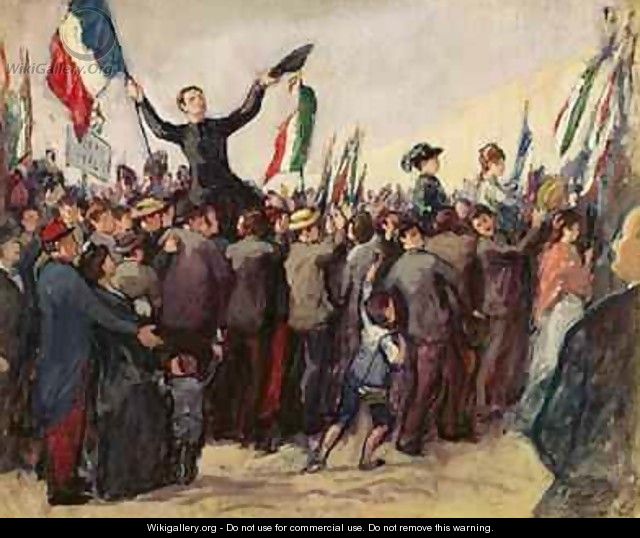 Italian volunteers arriving in Marseilles to enrol in the French army on 4th August 1914 - Leon Giran-Max