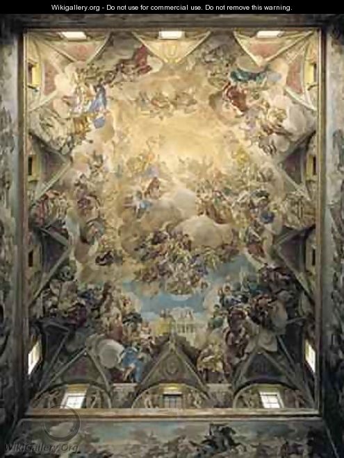 The Celestial Glory and the Triumph of the Habsburgs from the ceiling above the grand staircase - Luca Giordano