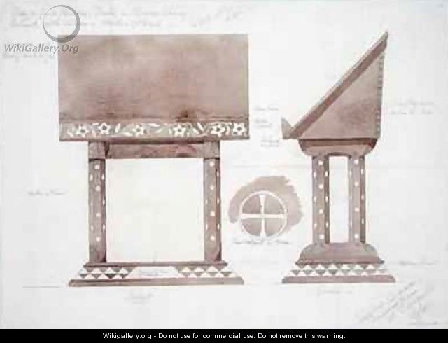 Design for Reading Desk in Brown Ebony inlaid with Silver and Mother of Pearl - Ernest William Gimson