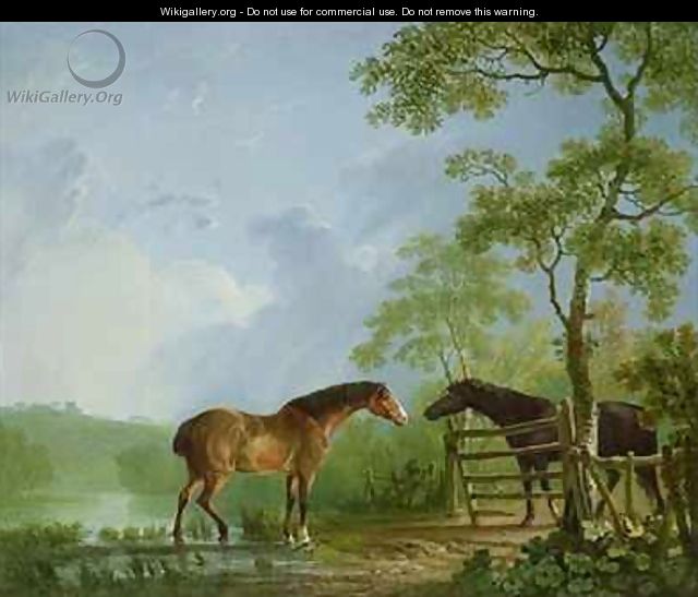 Mare and Stallion in a Landscape - Sawrey Gilpin