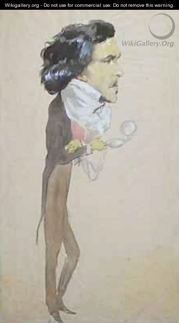 Caricature of Eugene Delacroix 1798-1863 - Eugene Pierre Francois Giraud