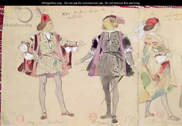Costume designs for Octave and Coelio for Les Caprices de Marianne - Eugene Pierre Francois Giraud