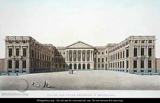 Palace of the Estates General Brussels from Choix des Monuments Edifices et Maisons les plus remarquables du Royaume des Pays Bas - Pierre Jacques Goetghebuer