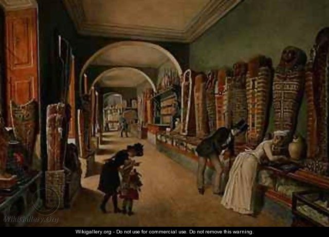 The Corridor and the last Cabinet of the Egyptian Collection in the Ambraser Collection of the Lower Belvedere - Carl Goebel