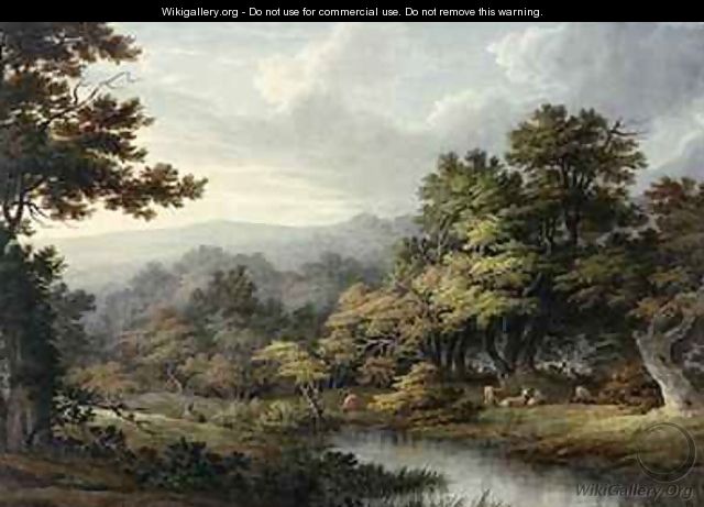 Forest Glade with Pool and Deer - John Glover
