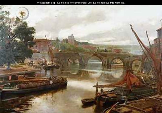 The Old Bridge Maidstone View Looking South - Albert Goodwin