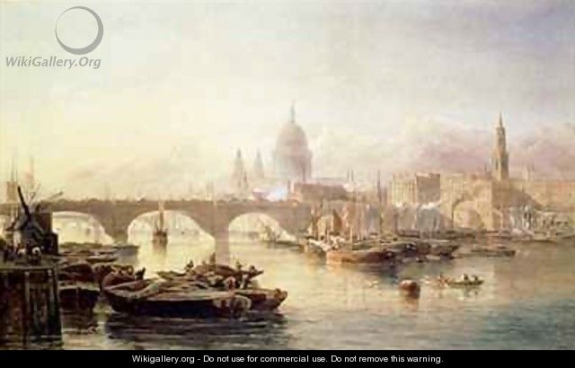 St Pauls Cathedral and London Bridge - Edward Angelo Goodall