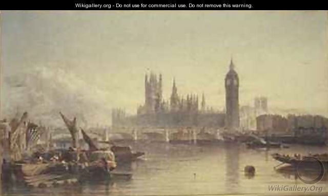 The Houses of Parliament and Westminster Bridge - Edward Angelo Goodall
