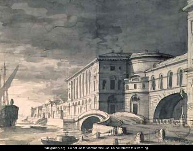 View of the Neva Embankment with the Hermitage Theatre in the centre - Pietro Gonzaga