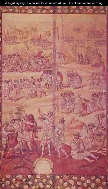 The Encounter between Hernando Cortes 1485-1547 and Montezuma 1466-1520 - Miguel and Juan Gonzalez