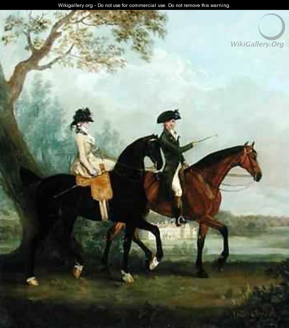 The Hon Marcia Pitt Riding with her Brother the Hon George Pitt later 2nd Lord Rivers in the Park of Stratfield Saye House - Thomas Gooch