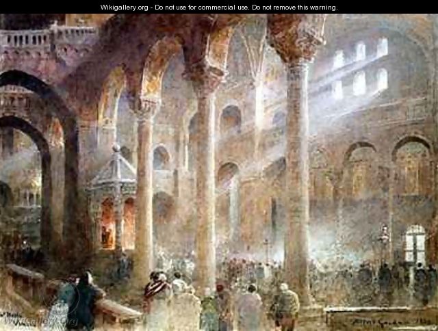 St Marks Basilica Venice from the floor of the Nave - Albert Goodwin