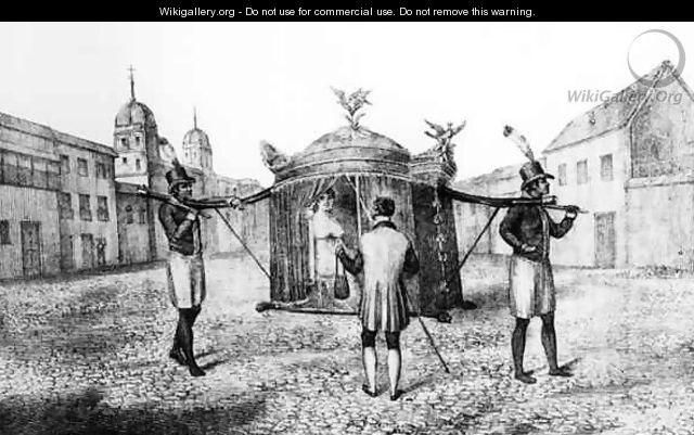 A Brazilian Sedan Chair and a Person Begging for the Church - (after) Henderson, John