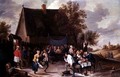 Villagers Celebrating a Wedding Feast Outside a Country Tavern - Matheus van Helmont