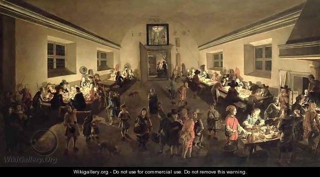 Interior of an Inn with men dining - Wolfgang Heimbach