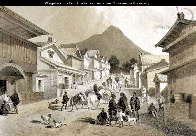 Street in Hakodadi from Narrative of the Expedition of an American Squadron to the China Seas and Japan - (after) Heine, Wilhelm