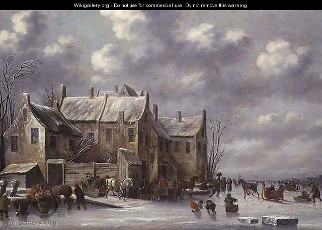 Winter Scene with View at Medemblik - Thomas Heeremans