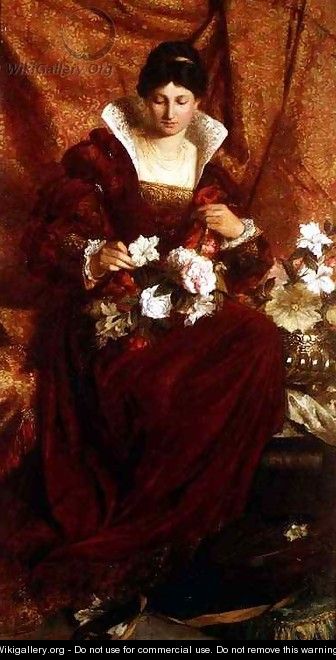 A Lady arranging flowers - Sir Hubert von Herkomer