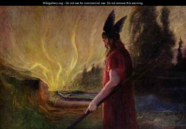 As the flames rise Odin leaves - Hermann Hendrich
