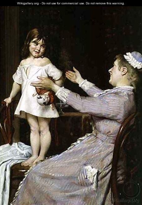 Little Girl with a Doll and Her Nurse - Christian Pram Henningsen